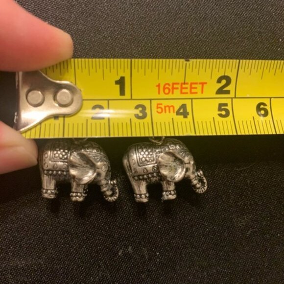 Elephant earrings 2 pairs.w studs. Silver color hardware. - Picture 12 of 14